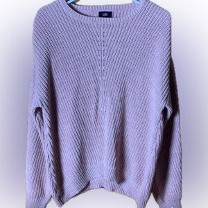 LINE Knit Sweater w/ Ladder Stitch 100% Cotton Casual Top Neutral Designer Cable